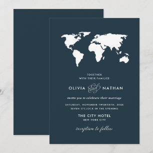 Carte du monde bleu foncé   Élégant Mariage de thè