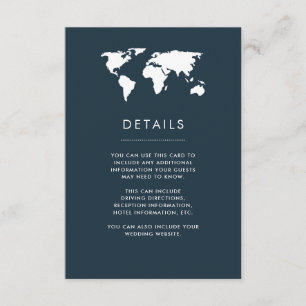 Carte du monde bleu foncé Elégant Voyage Détails M