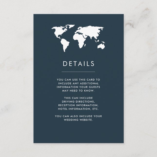 Carte du monde bleu foncé Elégant Voyage Détails M (Devant)