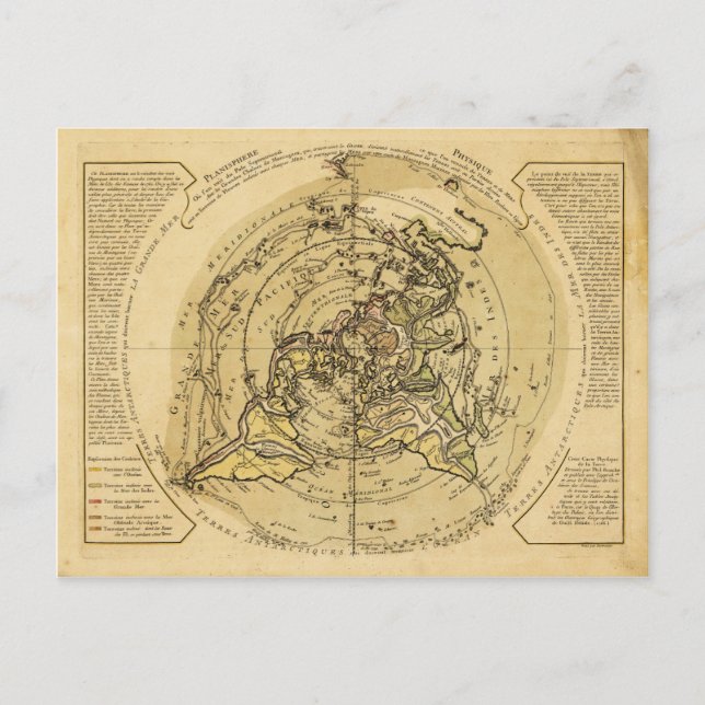 Carte du monde centrée sur le pôle Nord (1756) (Devant)