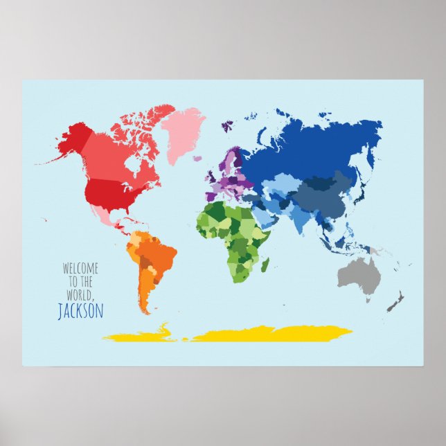 Carte du monde colorée Poster personnalisé (Devant)