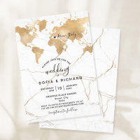 Carte du monde de destination de mariage or cœur a