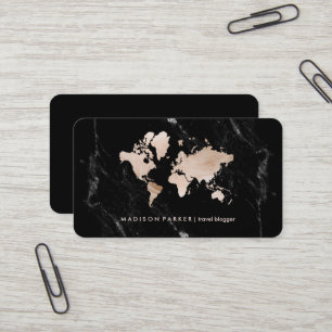 Carte du monde de Faux Light Gold en marbre noir