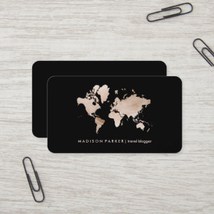 Carte du monde de Faux Light Gold en noir