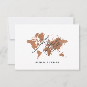 Carte du monde de l'aquarelle rouille mariage R.S.