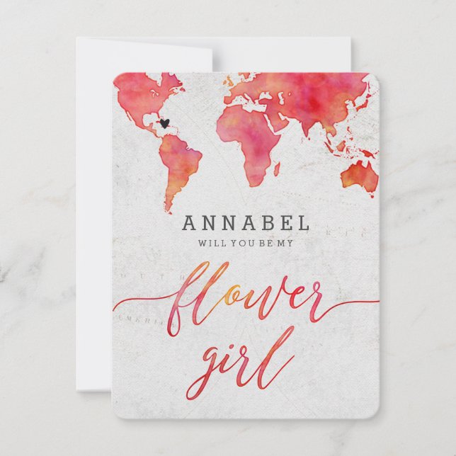 Carte du monde de l'aquarelle Serez-vous ma fille  (Devant)