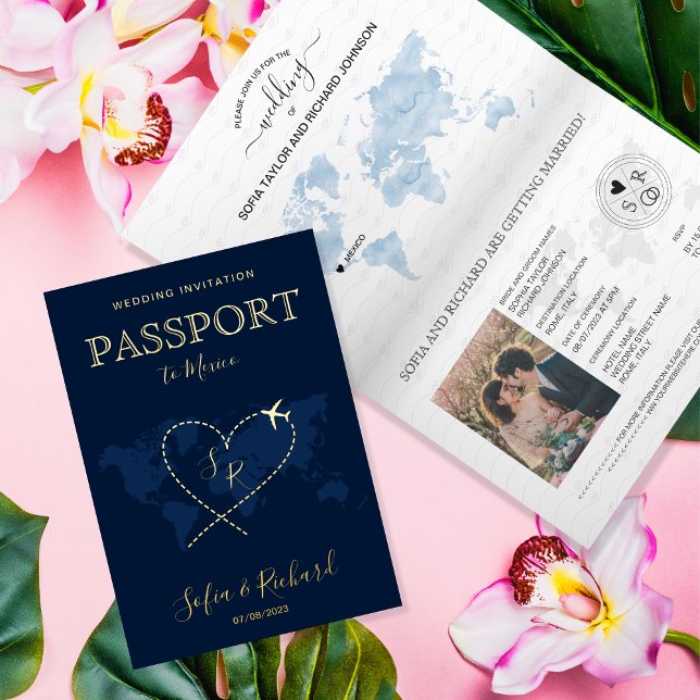 Carte du monde de mariage de destination Passeport (Créateur téléchargé)