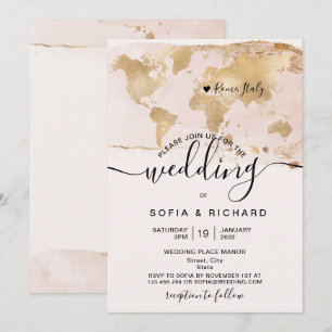 Carte du monde de mariage de destination simple Aq