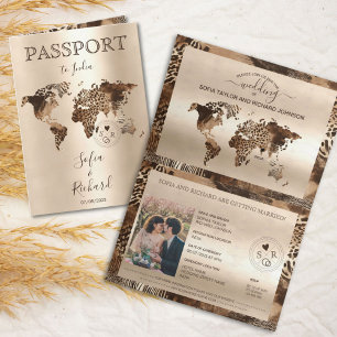 Carte du monde de mariage de safari boho léopard P