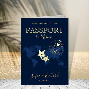 Carte du monde de passeport Sea Star Beach Mariage
