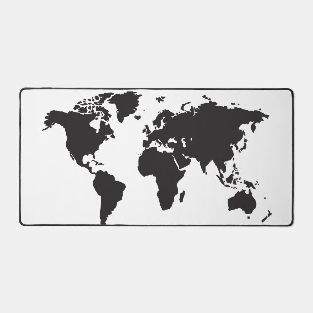 Carte du monde Design minimaliste noir et blanc (Recto)