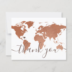 Carte du monde du cuivre Plage Destination Mariage