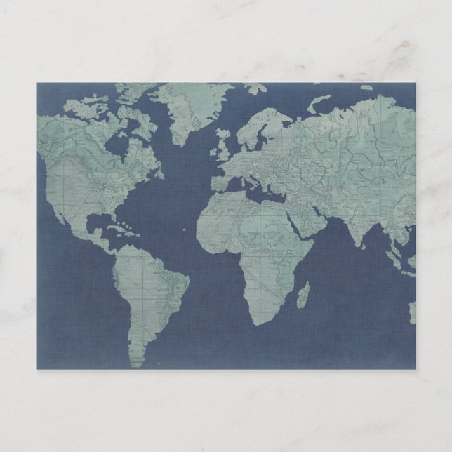 Carte du monde du lin bleu (Devant)