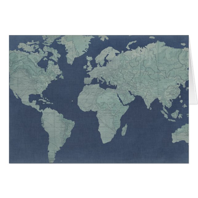Carte du monde du lin bleu (Devant horizontal)