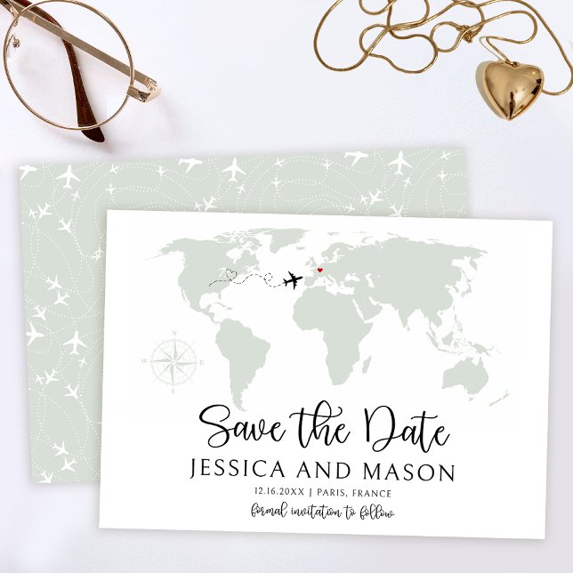 Carte du monde du mariage de destination enregistr (Créateur téléchargé)