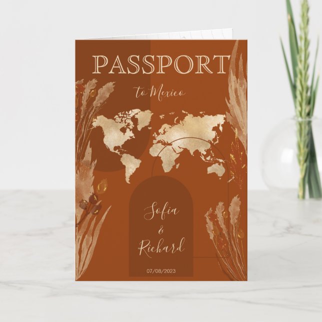 Carte du monde du passeport Mariage Boho Terracott (Devant)