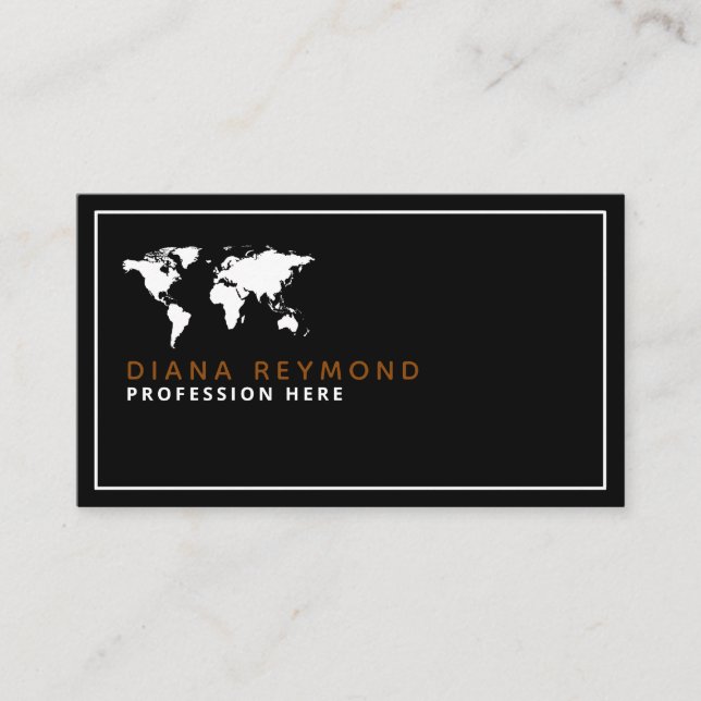 carte du monde élégant agent de voyage noir (Devant)