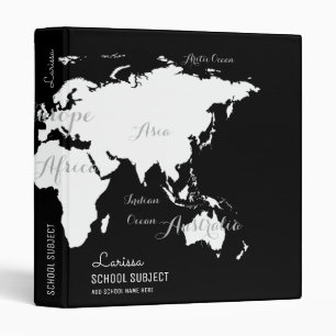 carte du monde en noir et blanc classeur pour les