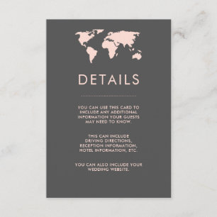 Carte du monde en rose pâle et gris fumé Détails d
