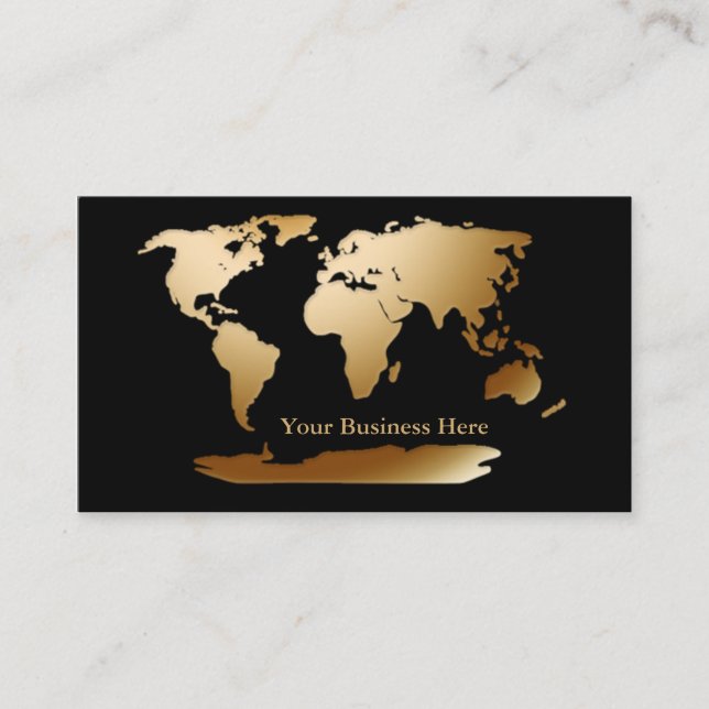 Carte du monde Gold/Black Carte de visite 3 (Devant)