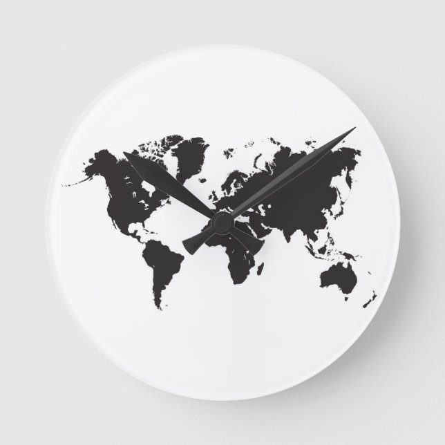 carte du monde horloge noir et blanc (Recto)
