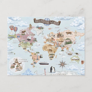 Carte du Monde Illustrée Vintage