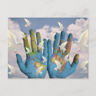 Carte du monde inhabituelle Dove Paix Atlas Mains