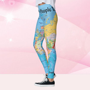 Carte du monde Leggings VOTRE NOM Yoga Pants S to 