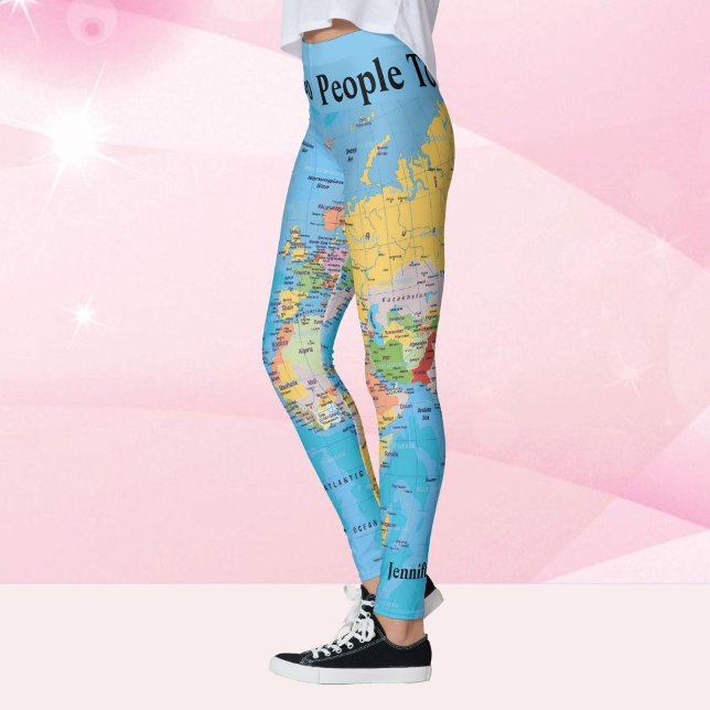 Carte du monde Leggings VOTRE NOM Yoga Pants S to  (Créateur téléchargé)