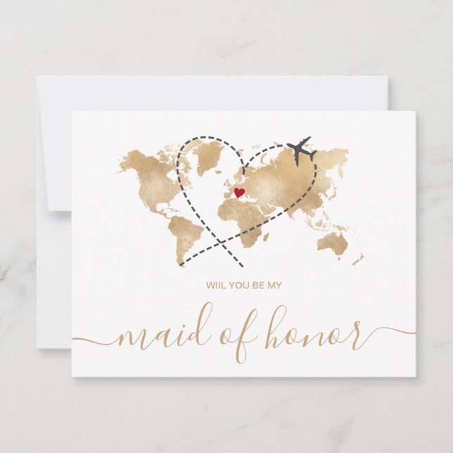 Carte du Monde L'or vous serez ma femme d'honneur  (Devant)