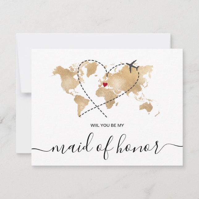 Carte du Monde L'or vous serez ma femme d'honneur (Devant)