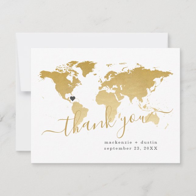 Carte du monde Mariage de destination Or personnal (Devant)