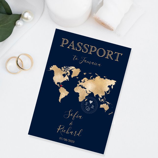 Carte du monde mariage Destination Passport JAMAIC (Créateur téléchargé)