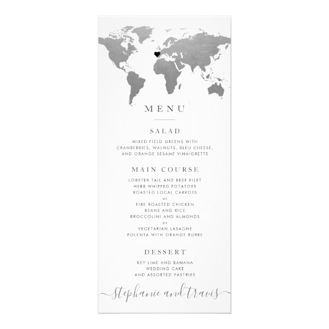 Carte du monde moderne Silver Cartes Cartes de men (Devant)