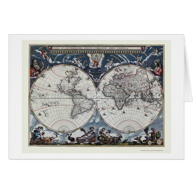 Carte du monde par Joan Blaeu - 1664 (Devant horizontal)