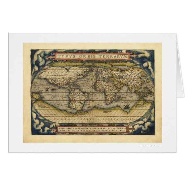 Carte du monde par Ortelius 1570 (Devant horizontal)