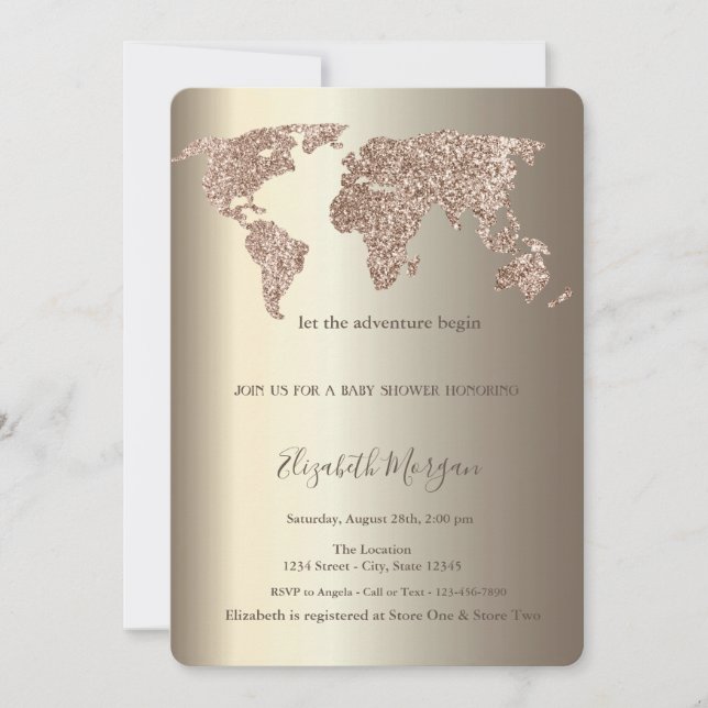 Carte du monde parties scintillant Baby shower d'o (Devant)