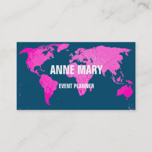 Carte du monde rose Art Abstrait Bleu Mariage mou