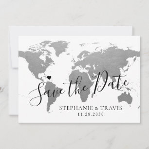Carte du monde Silver Grey Destination Mariage pho