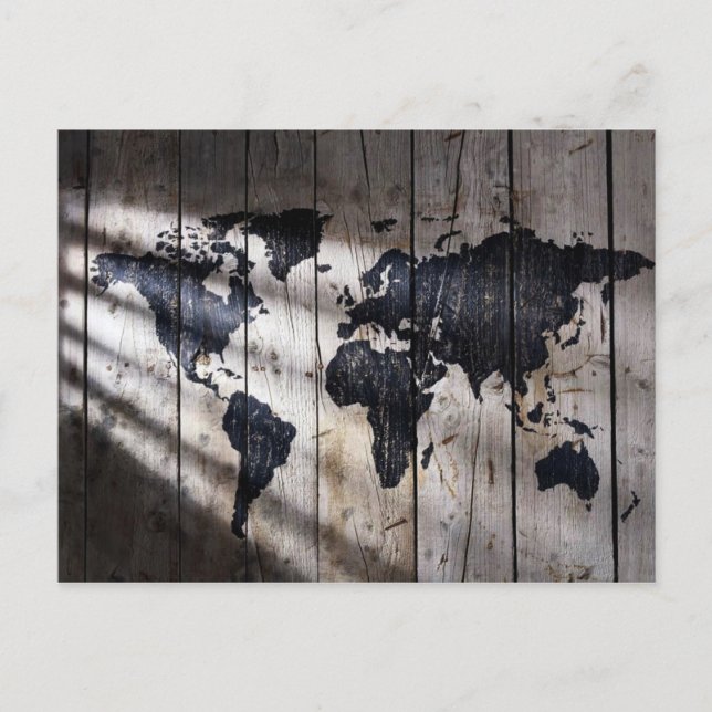 Carte du monde sur la texture du bois (Devant)