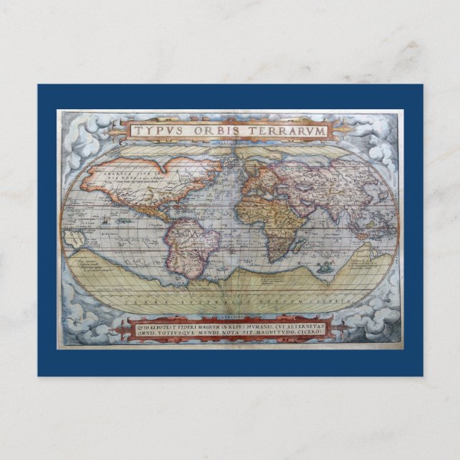 Carte du monde Typus Orbis Terrarum Ortelius 1572 (Devant)