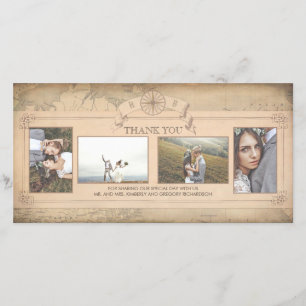 Carte du monde vintage Vieux Merci Mariage