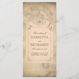 Carte du monde vintage Vieux programmes de mariage