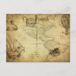 Carte du monde vintage Voyage avec Transport Franç