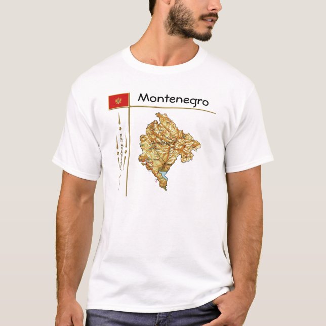 Carte du Monténégro + Drapeau + Titre T-shirt (Devant)