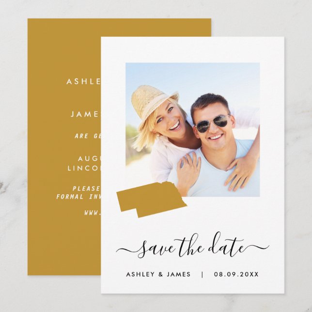 Carte du Nebraska Mariage photo Enregistrer la car (Devant / Derrière)