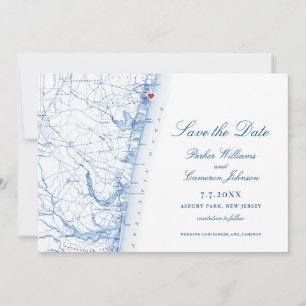 Carte du NJ d'Asbury Park Elégante photo bleue de 