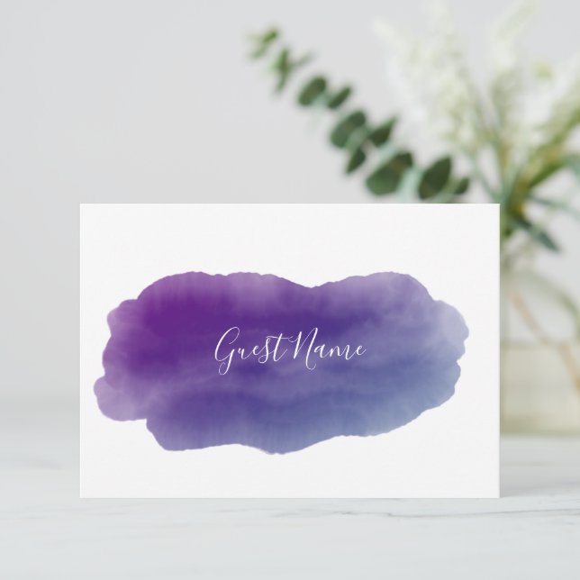 Carte du nom d'hôte de l'aquarelle violette (Debout devant)
