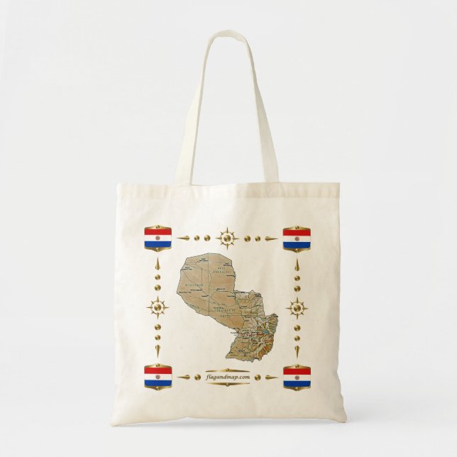 Carte du Paraguay + Sac de drapeaux (Devant)