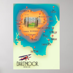 Carte du parc national de Dartmoor Affiche de voya